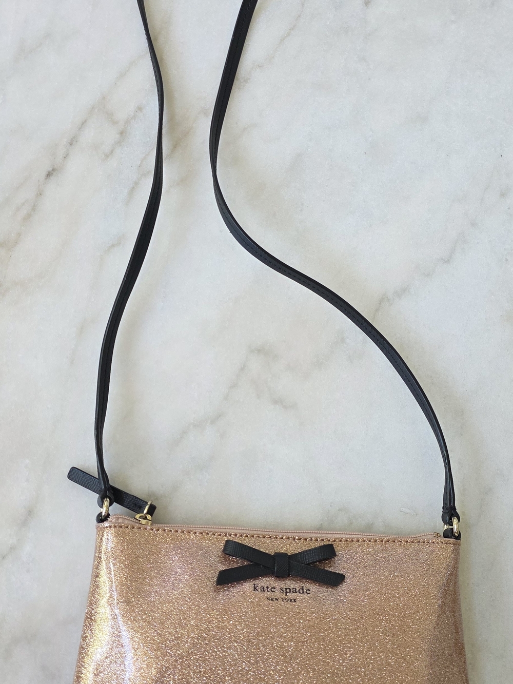 Kate Spade Mavis Street Amy Glitter Crossbody Bag Rose Gold - Picture 8 of 12